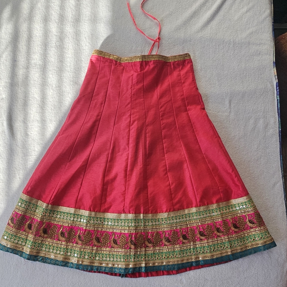 Elegant Red Embroidered Skirt